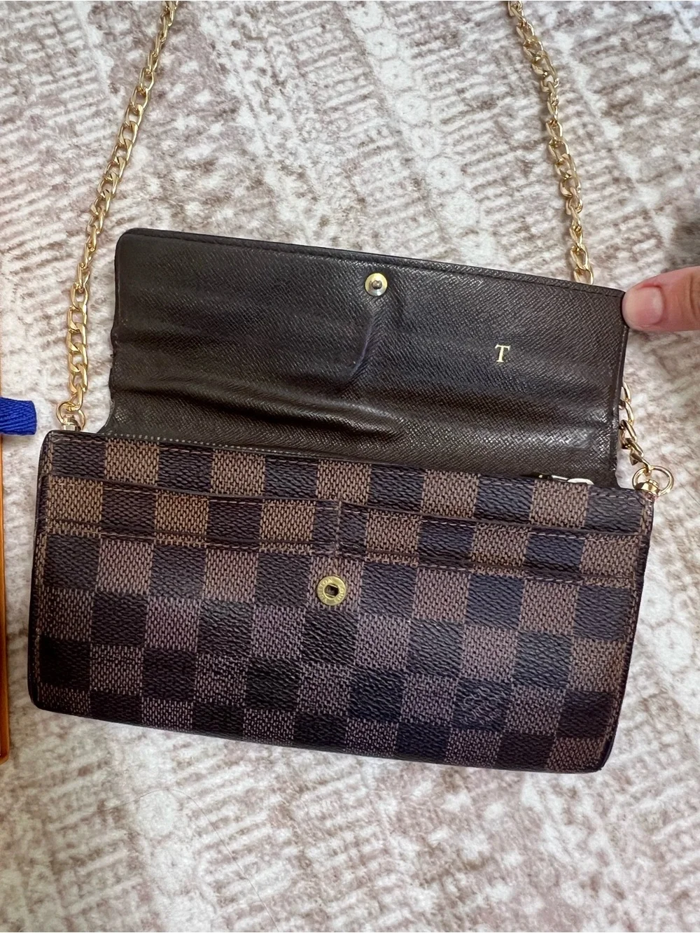 Louis Vuitton Brown Damier Chain Wallet Crossbody
